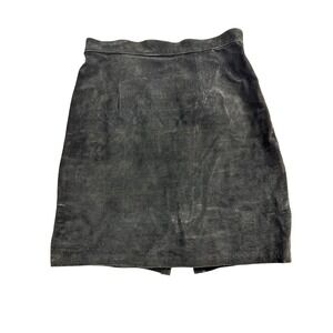 Girls VTG 80's 90's Black Suede A-Line Mini Skirt Size 10 Dark Academia